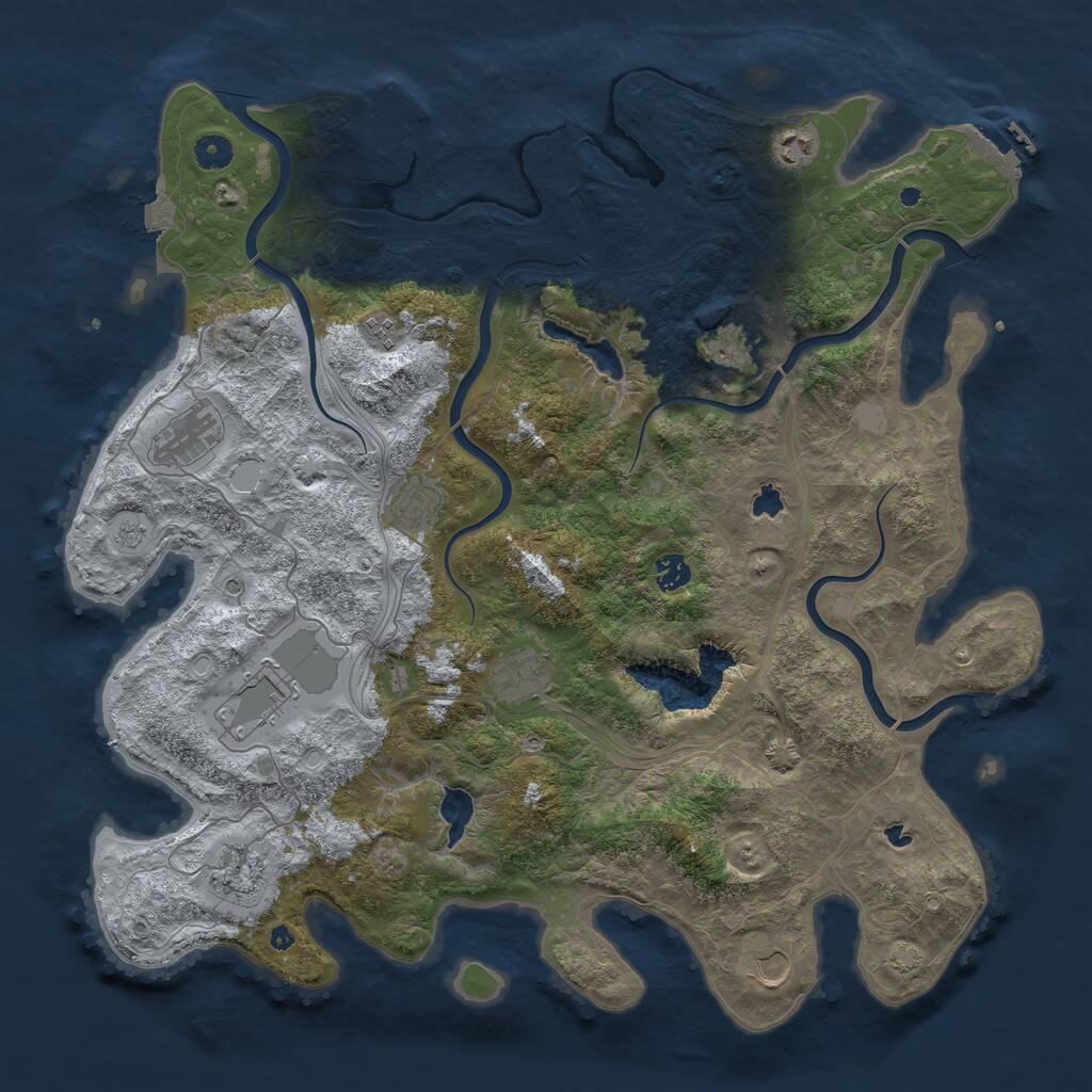 Rust Map: Procedural Map, Size: 4500, Seed: 321964686, 16 Monuments