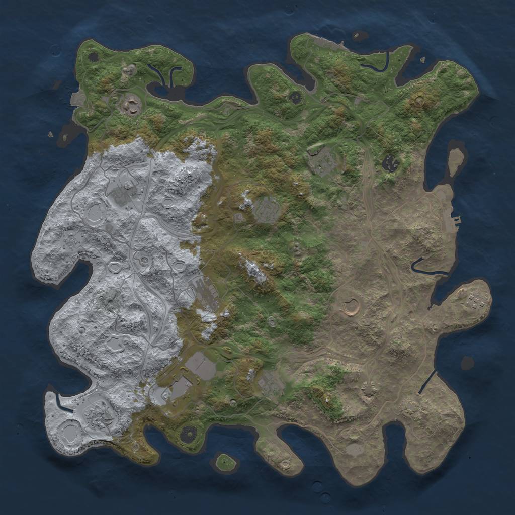 Rust Map: Procedural Map, Size: 4500, Seed: 321964686, 19 Monuments