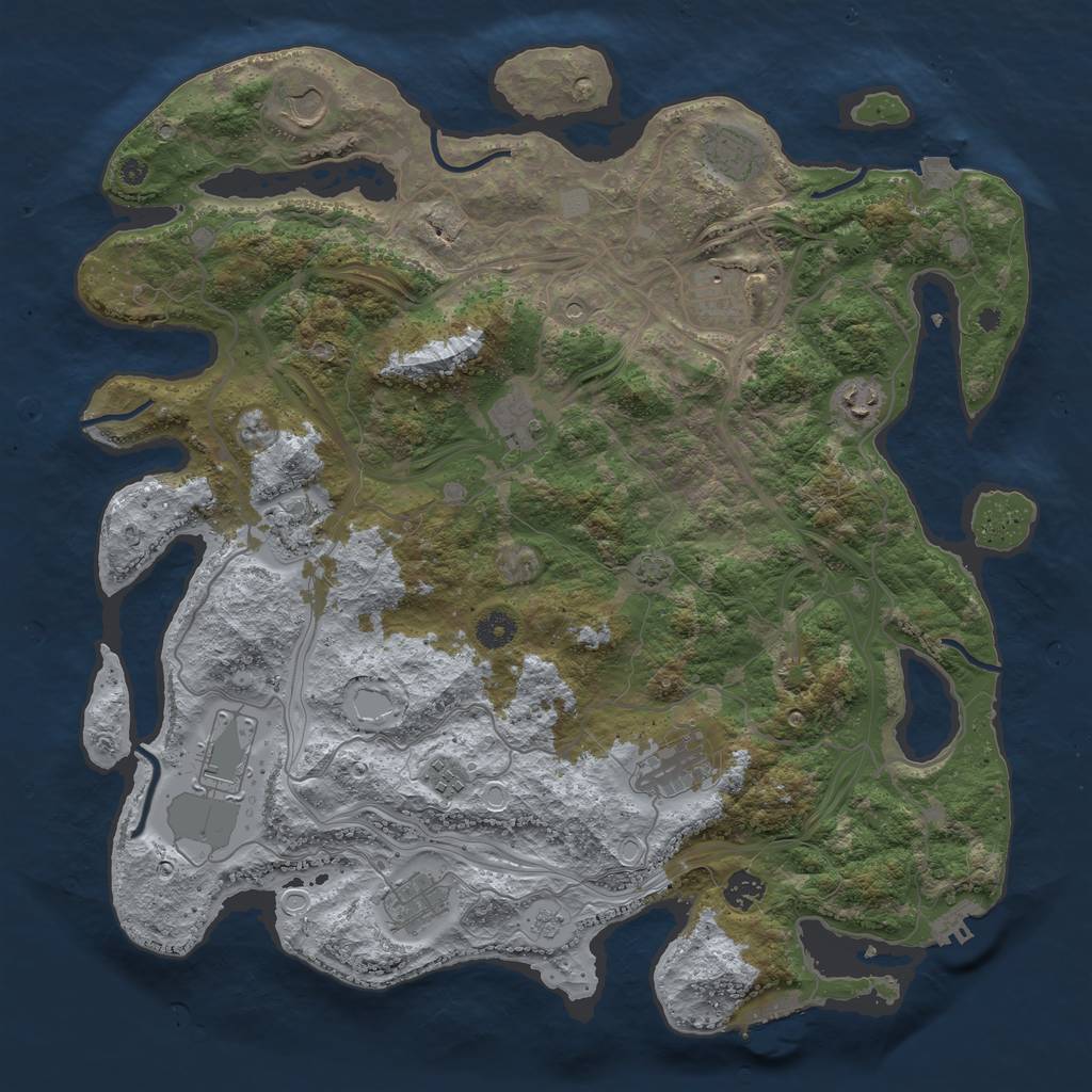 Rust Map: Procedural Map, Size: 4250, Seed: 155089023, 19 Monuments