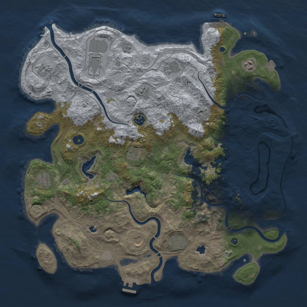 Rust Map: Procedural Map, Size: 4500, Seed: 132092211, 16 Monuments