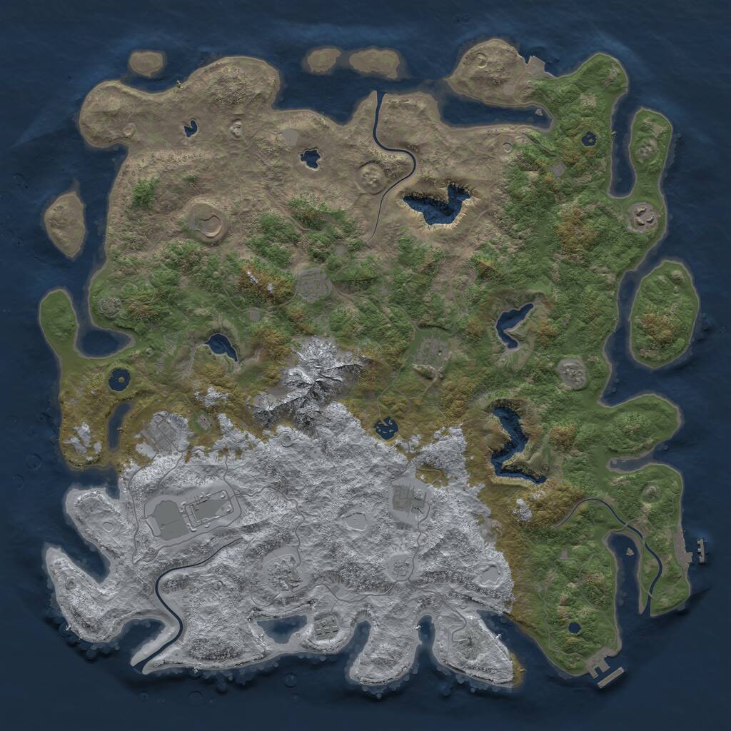 Rust Map: Procedural Map, Size: 5000, Seed: 2068403331, 16 Monuments