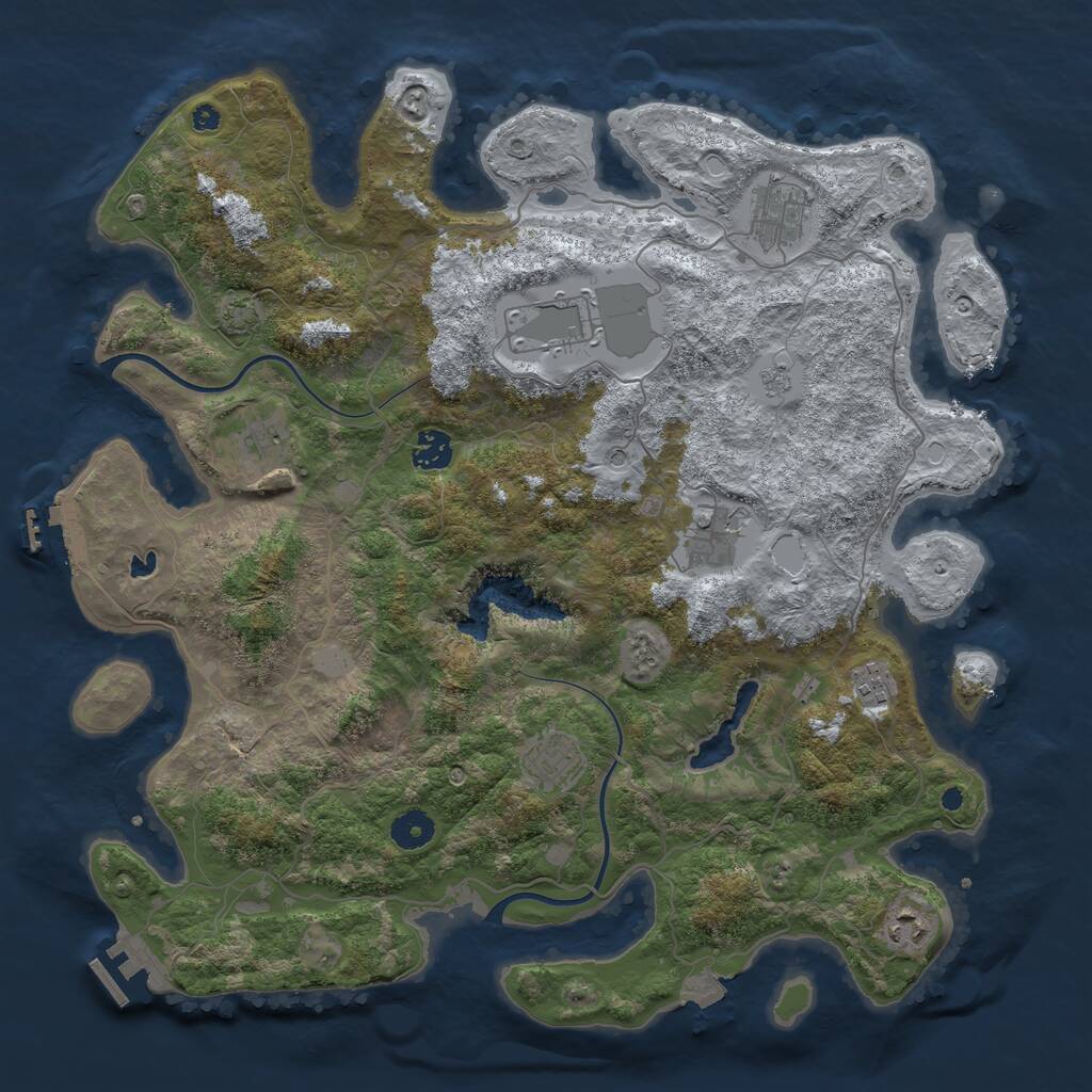 Rust Map: Procedural Map, Size: 4000, Seed: 1944216528, 14 Monuments