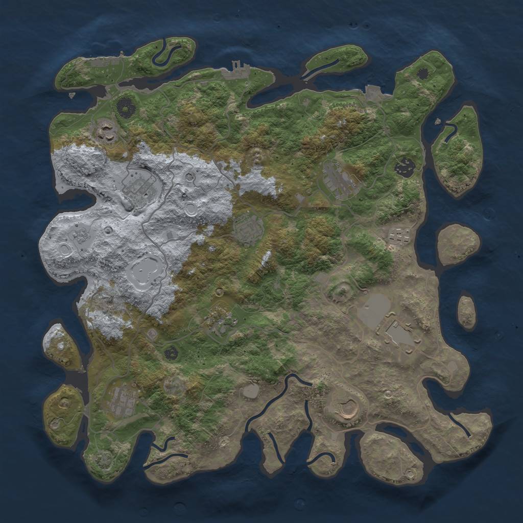 Rust Map: Procedural Map, Size: 4000, Seed: 1760559056, 18 Monuments