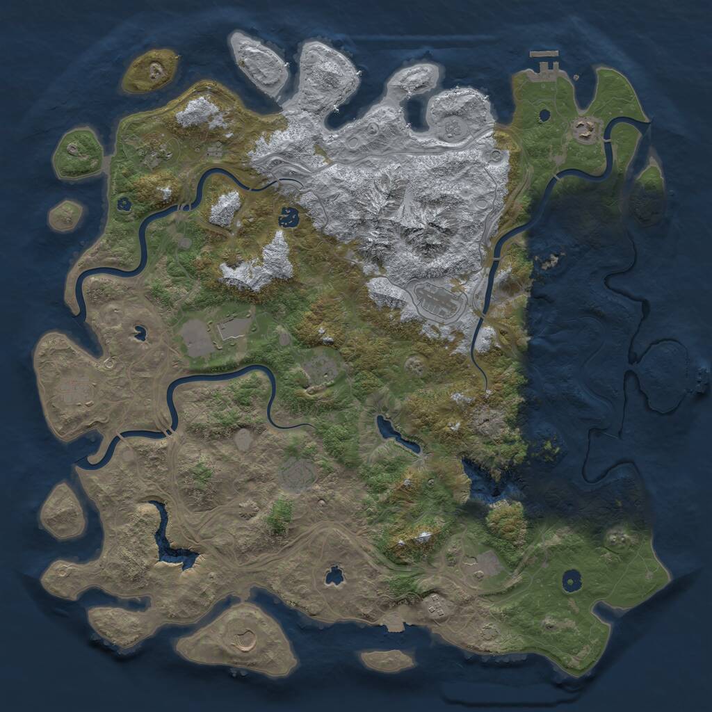 Rust Map: Procedural Map, Size: 5000, Seed: 652880010, 17 Monuments