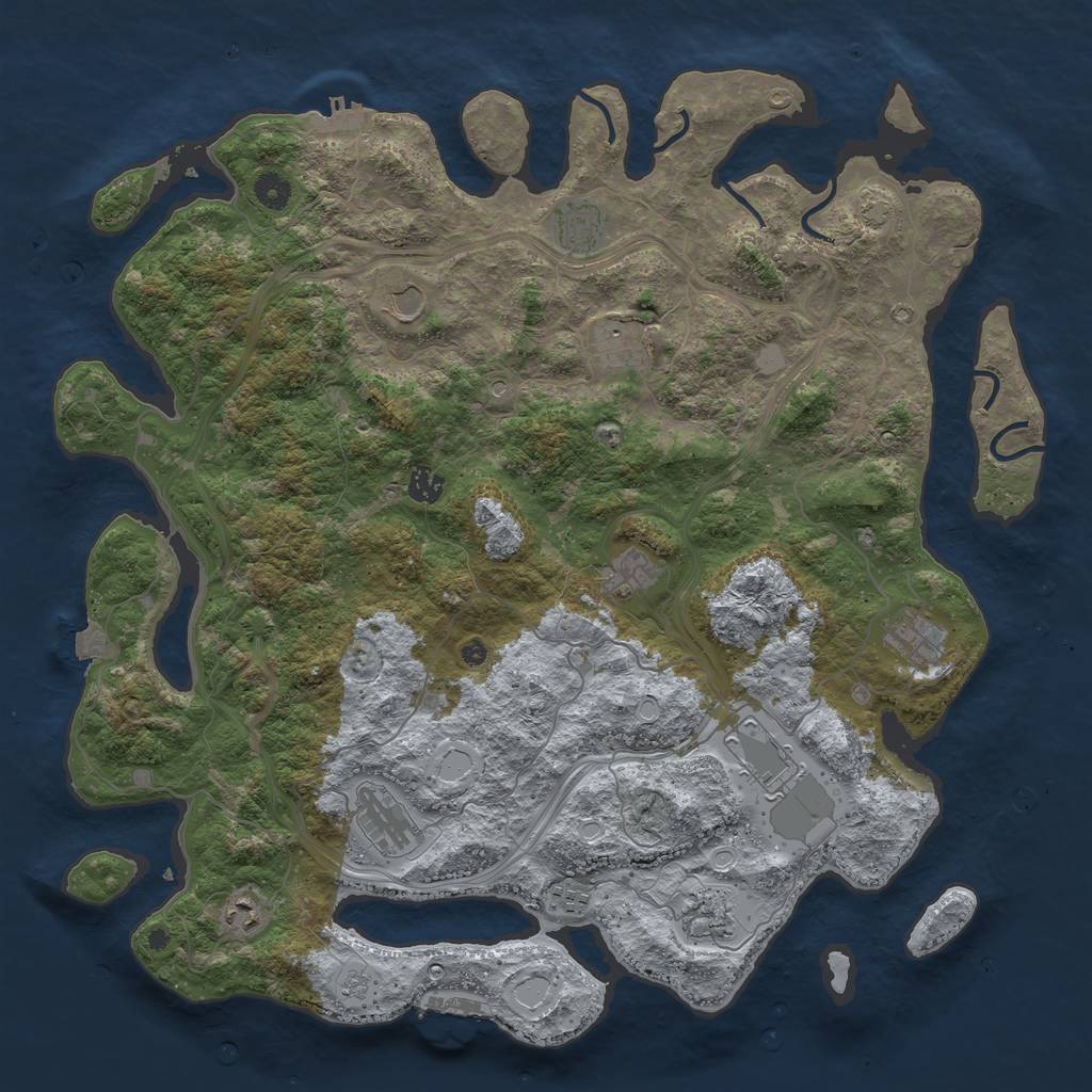 Rust Map: Procedural Map, Size: 4500, Seed: 745126, 19 Monuments