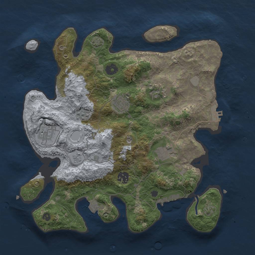 Rust Map: Procedural Map, Size: 3250, Seed: 1110700880, 14 Monuments