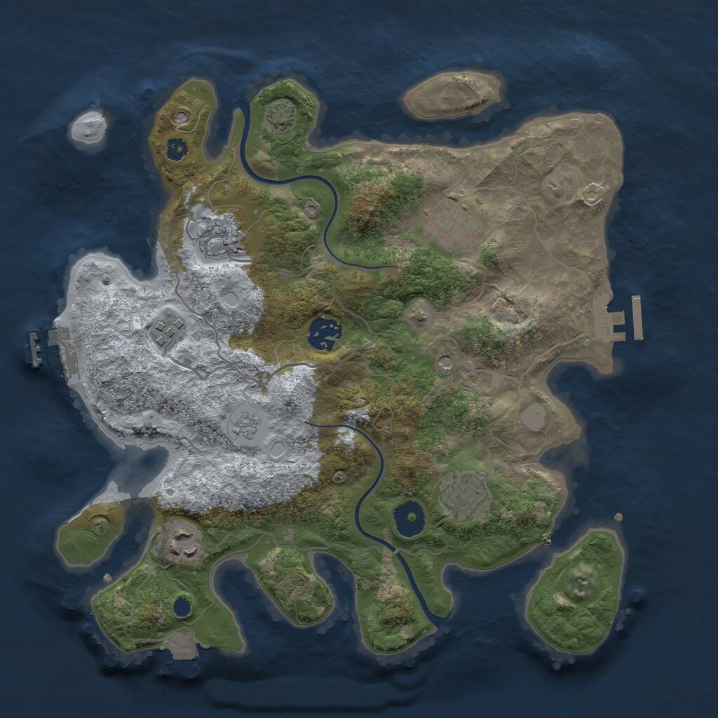 Rust Map: Procedural Map, Size: 3250, Seed: 1110700880, 12 Monuments