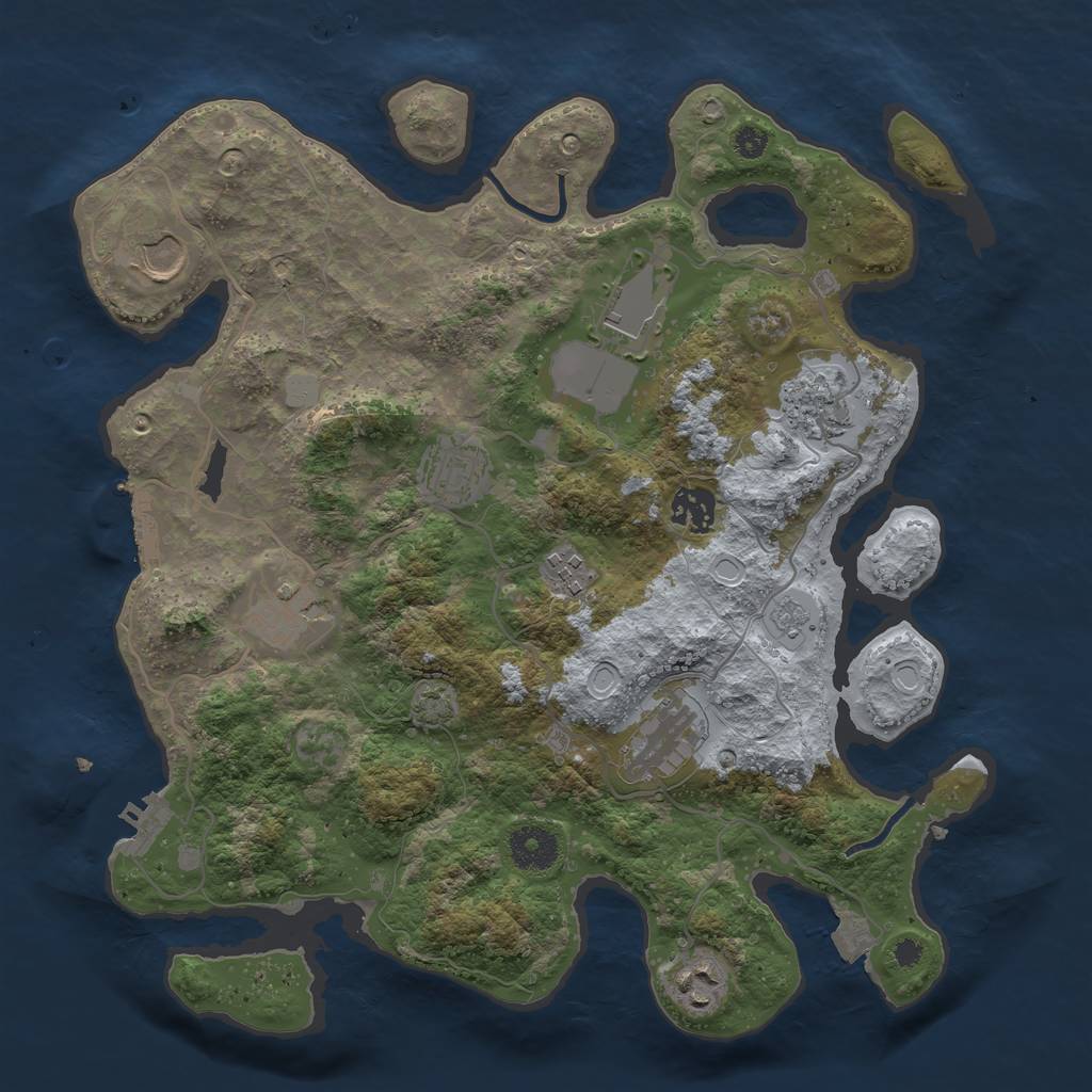Rust Map: Procedural Map, Size: 3500, Seed: 667500330, 16 Monuments
