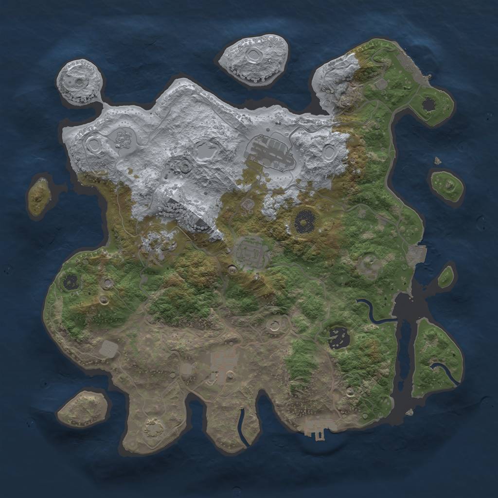 Rust Map: Procedural Map, Size: 3300, Seed: 1141022389, 13 Monuments