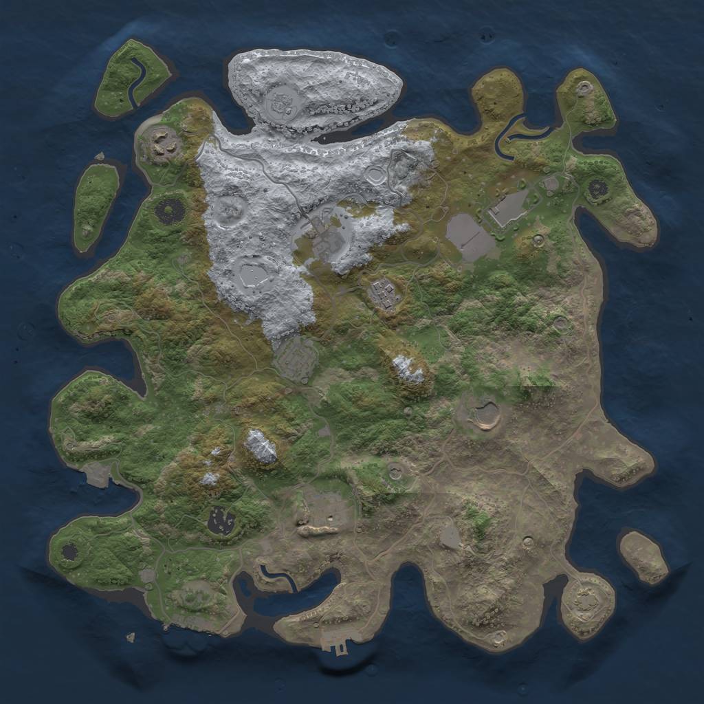 Rust Map: Procedural Map, Size: 3750, Seed: 585826624, 16 Monuments