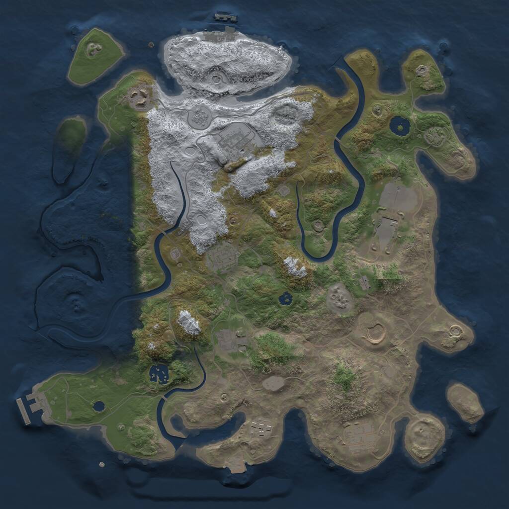 Rust Map: Procedural Map, Size: 3750, Seed: 585826624, 15 Monuments