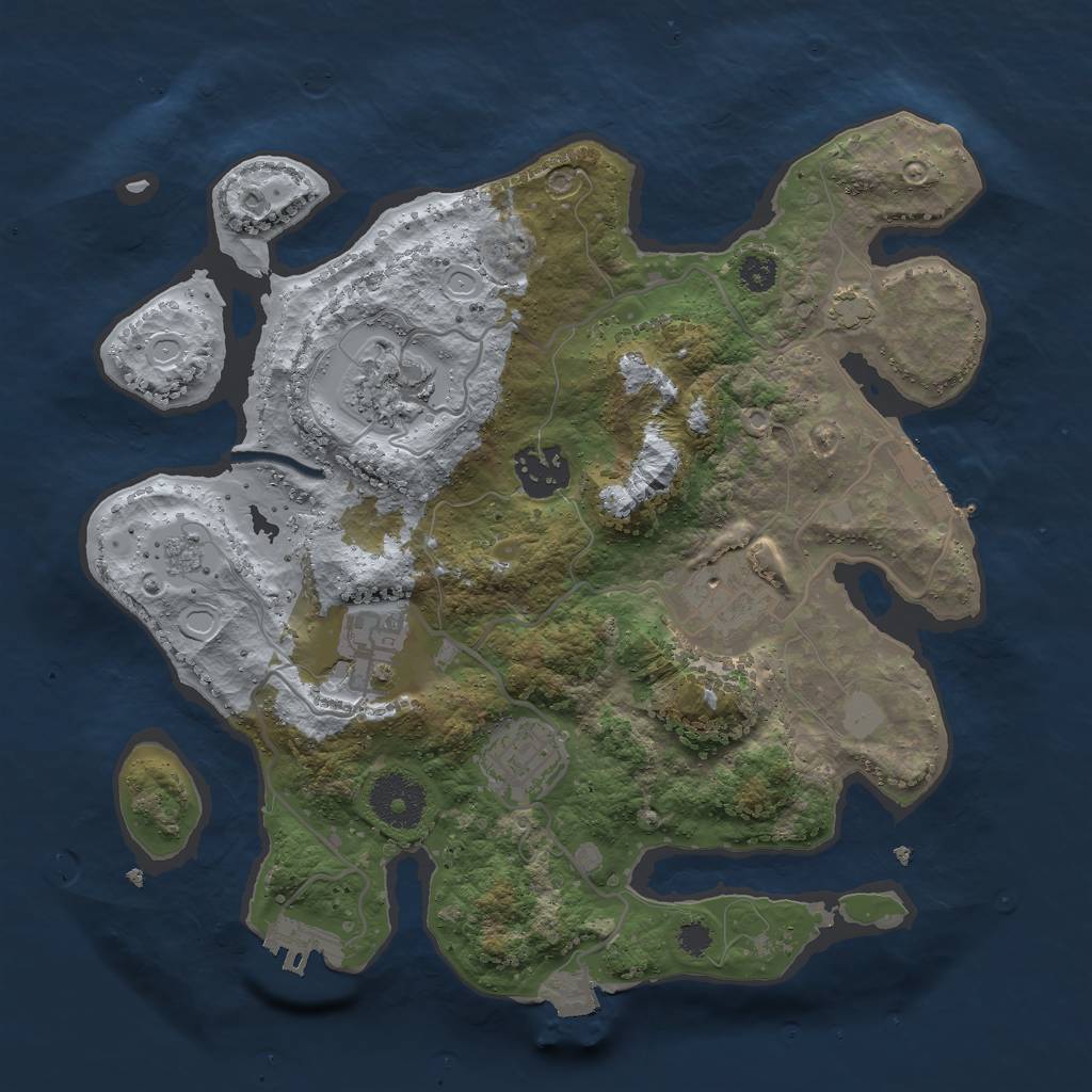 Rust Map: Procedural Map, Size: 3000, Seed: 219775321, 12 Monuments