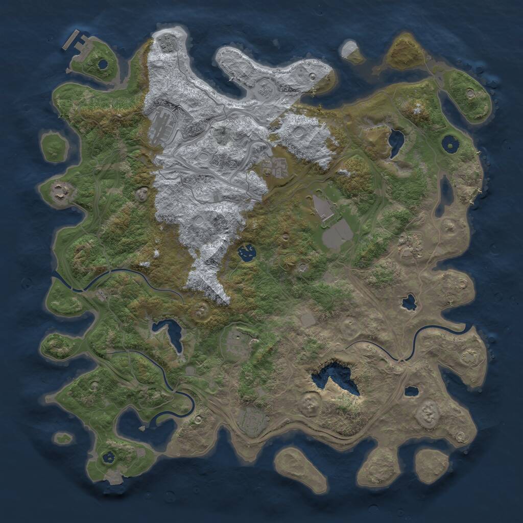 Rust Map: Procedural Map, Size: 4500, Seed: 1205246175, 14 Monuments