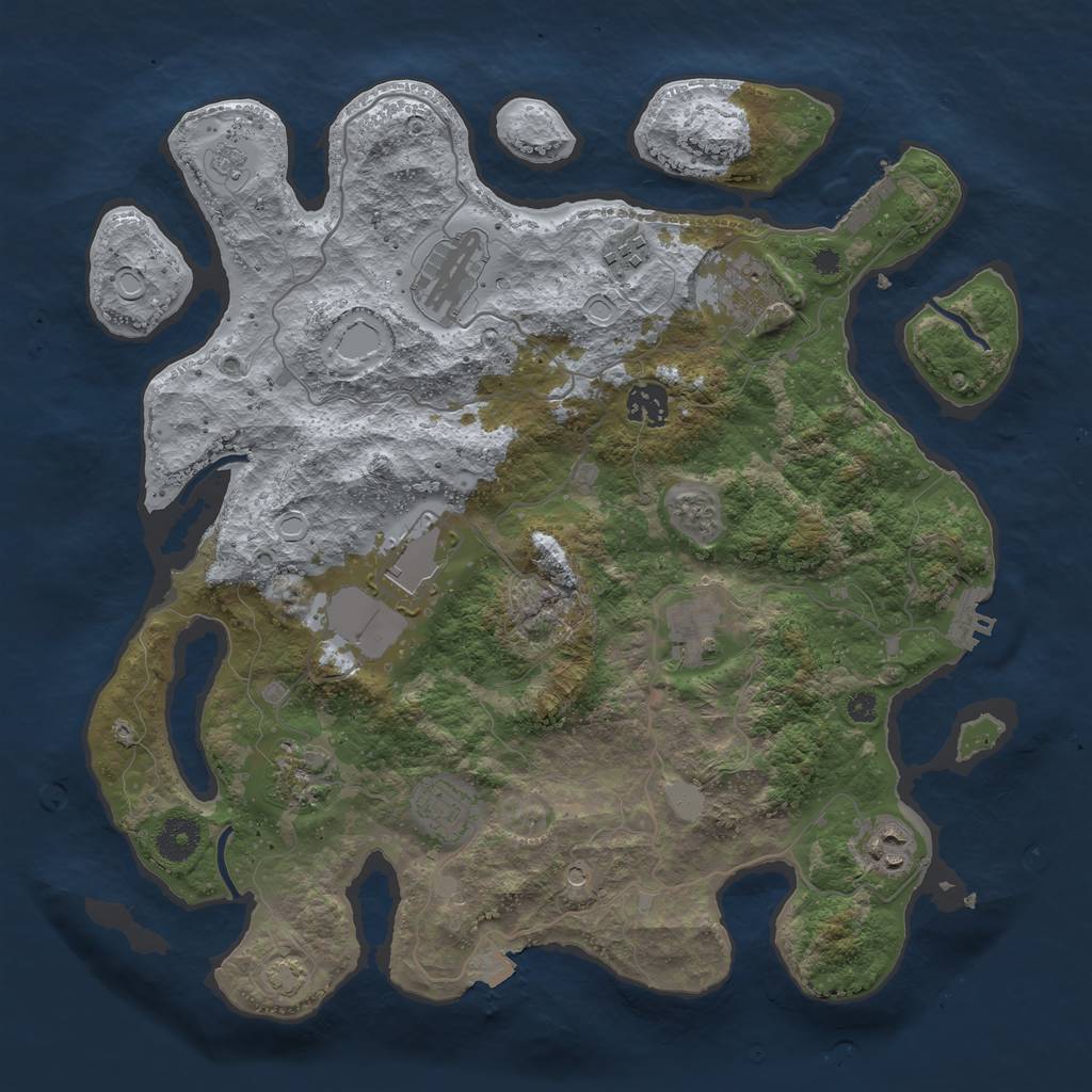 Rust Map: Procedural Map, Size: 3700, Seed: 1114806513, 17 Monuments