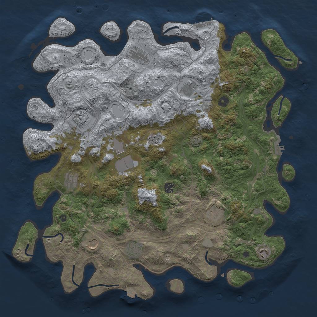 Rust Map: Procedural Map, Size: 4500, Seed: 1949006542, 19 Monuments