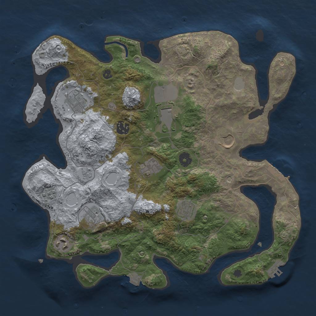 Rust Map: Procedural Map, Size: 3500, Seed: 632405606, 17 Monuments