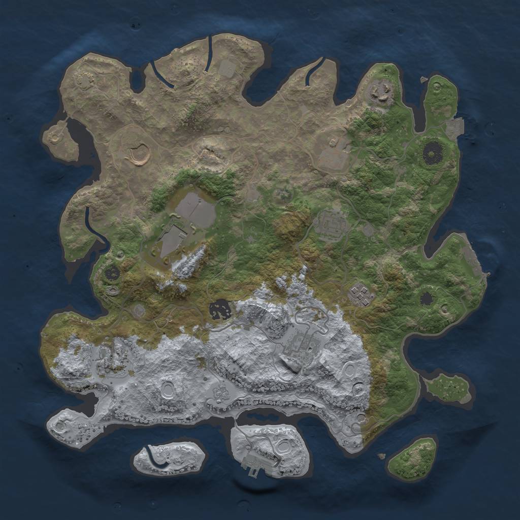Rust Map: Procedural Map, Size: 3550, Seed: 97054486, 17 Monuments
