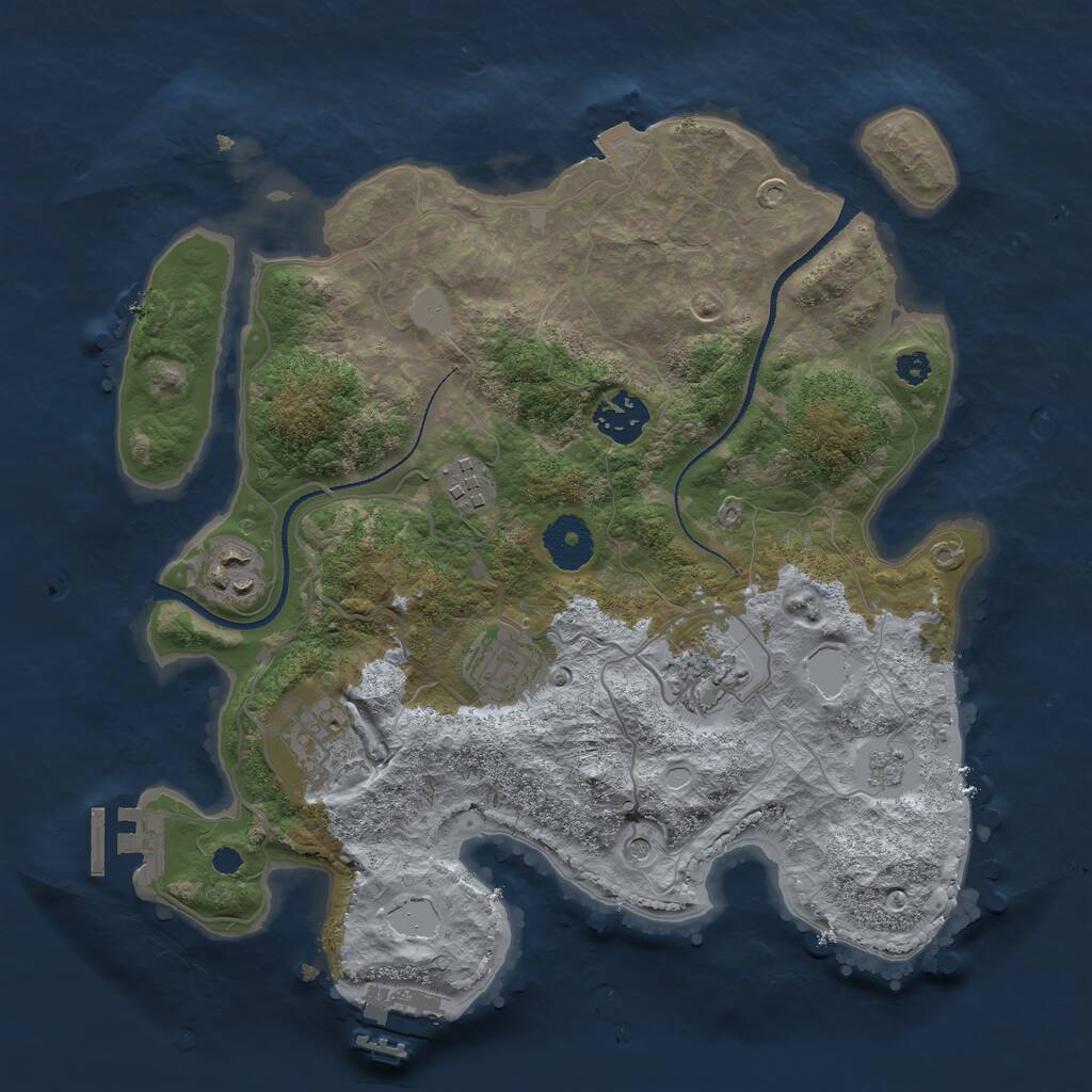 Rust Map: Procedural Map, Size: 3200, Seed: 1278460799, 11 Monuments