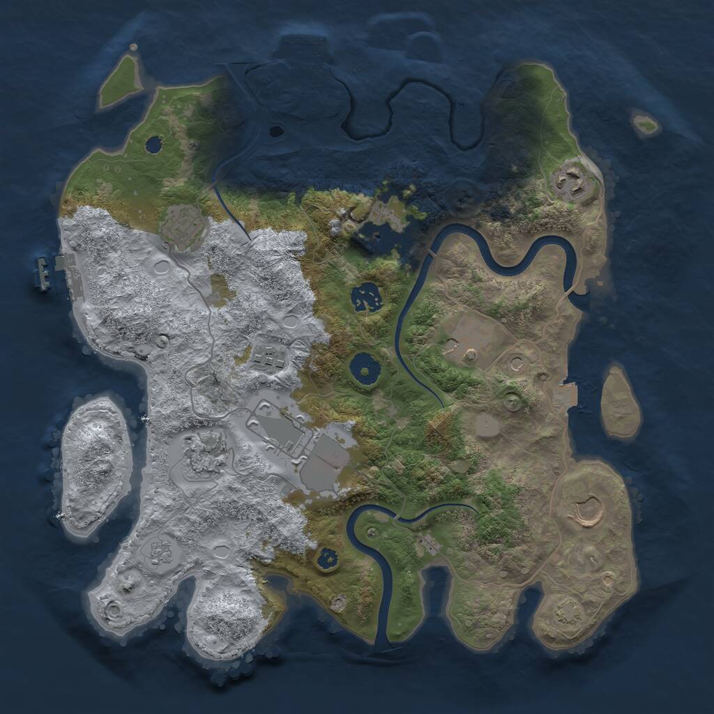 Rust Map: Procedural Map, Size: 3500, Seed: 1258868191, 15 Monuments