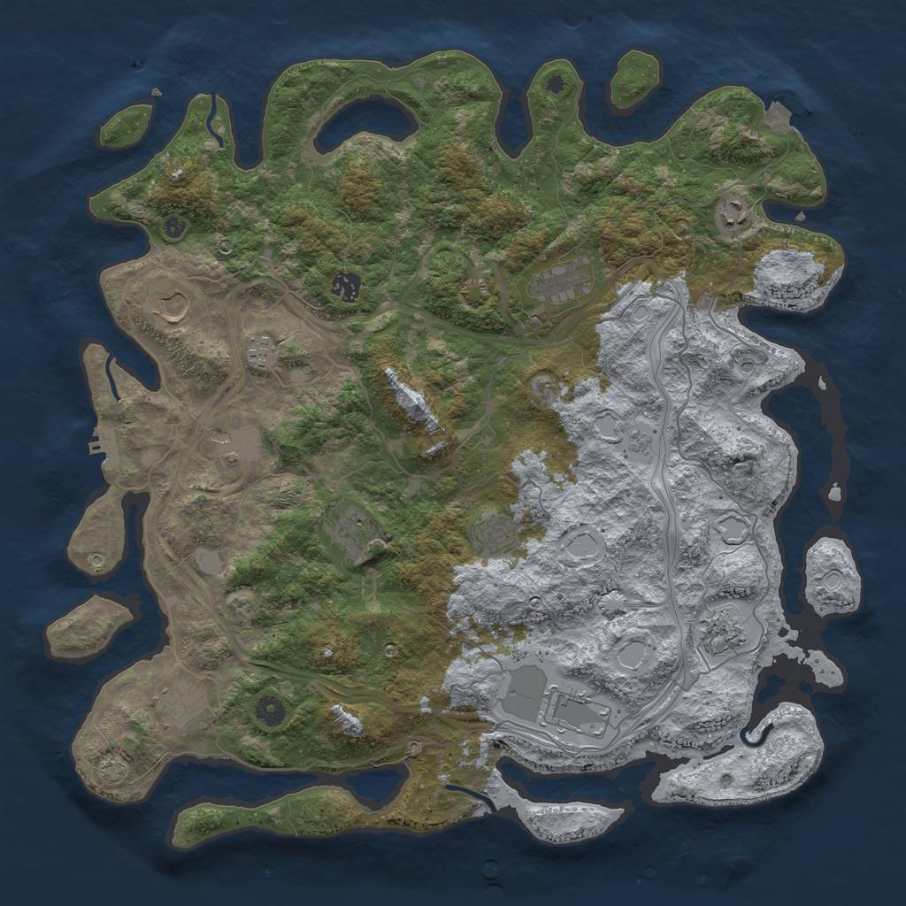 Rust Map: Procedural Map, Size: 4500, Seed: 1825771358, 18 Monuments