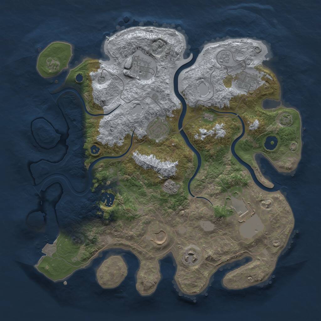 Rust Map: Procedural Map, Size: 3500, Seed: 309060932, 12 Monuments