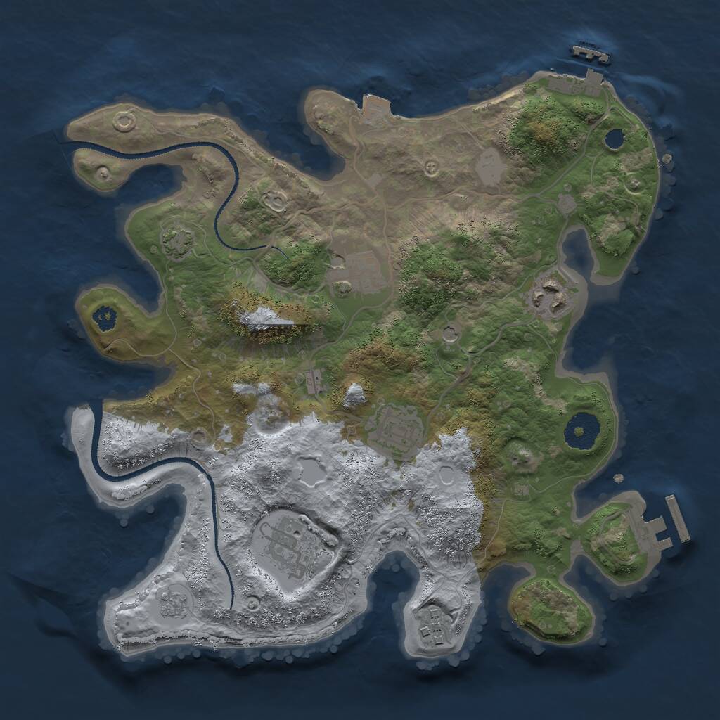Rust Map: Procedural Map, Size: 3000, Seed: 8942351, 11 Monuments