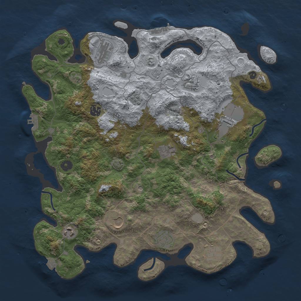 Rust Map: Procedural Map, Size: 4000, Seed: 4313918, 18 Monuments