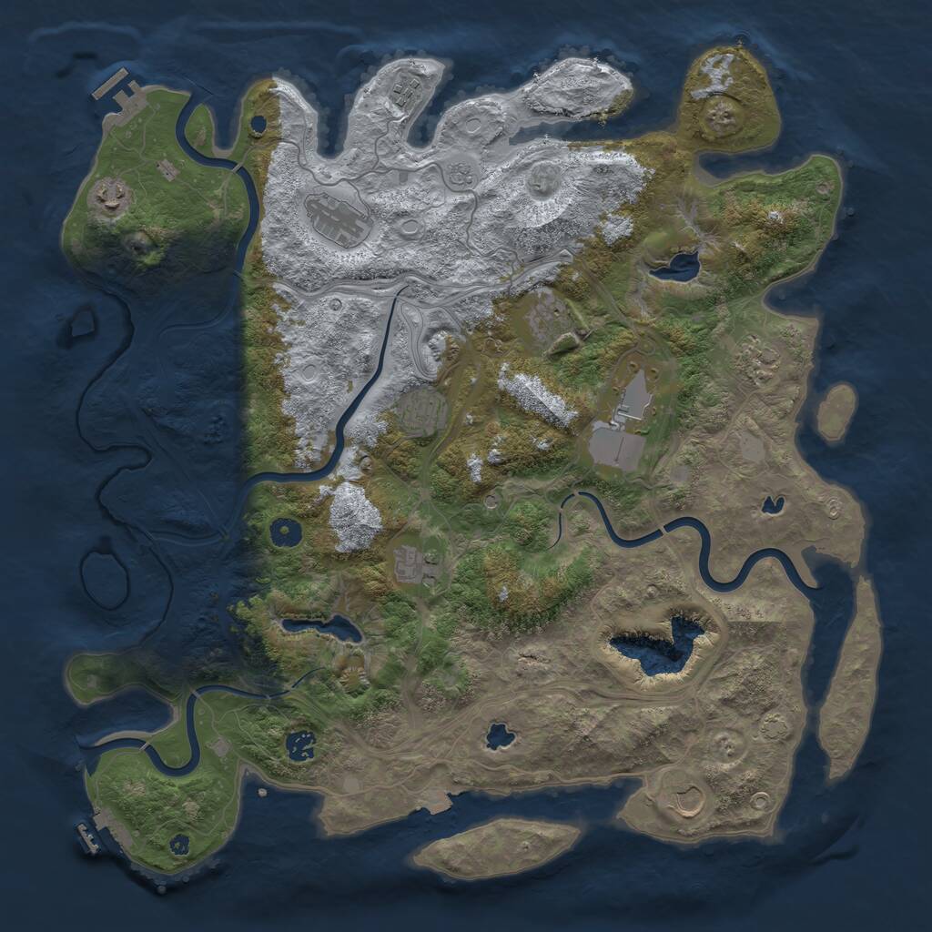 Rust Map: Procedural Map, Size: 4500, Seed: 1421, 16 Monuments