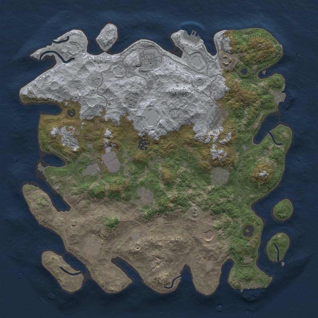 Rust Map: Procedural Map, Size: 4000, Seed: 154651, 19 Monuments