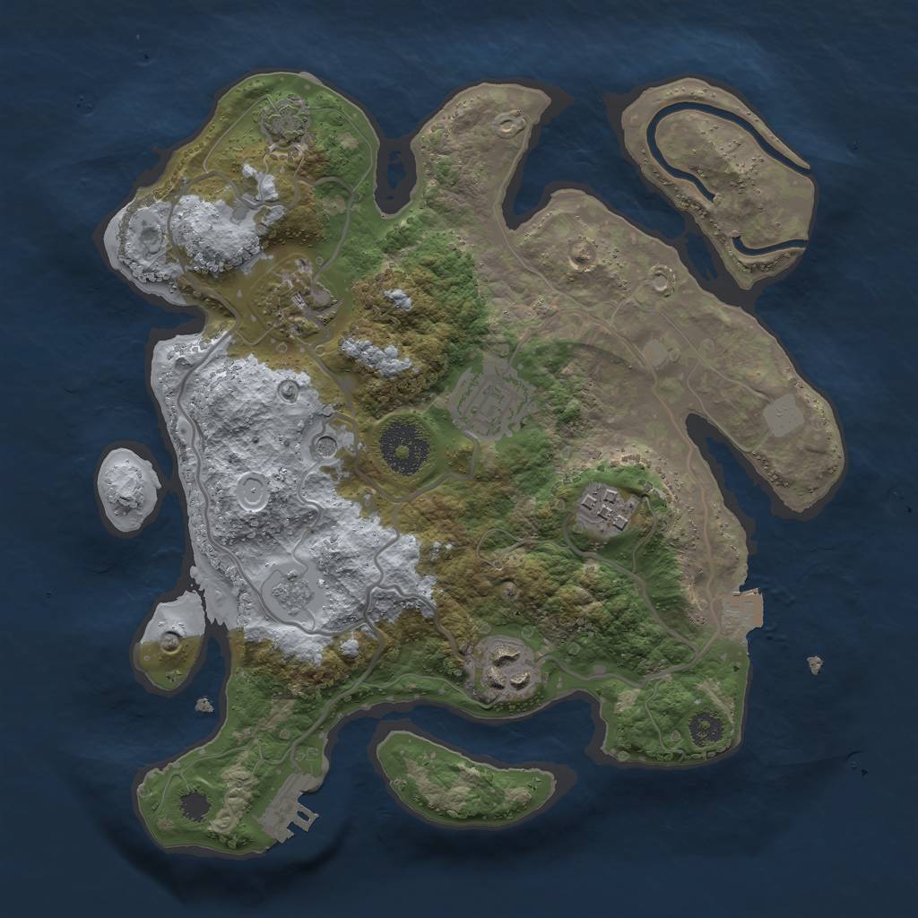 Rust Map: Procedural Map, Size: 2750, Seed: 938452675, 11 Monuments