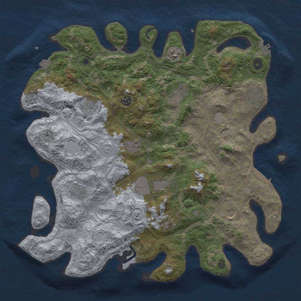 Rust Map: Procedural Map, Size: 4300, Seed: 842622820, 19 Monuments