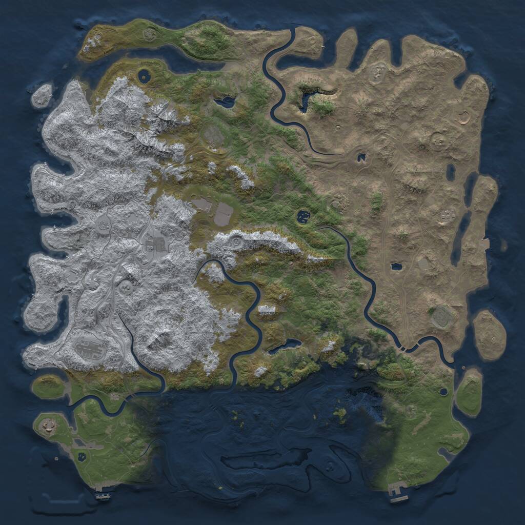 Rust Map: Procedural Map, Size: 6000, Seed: 469792448, 17 Monuments