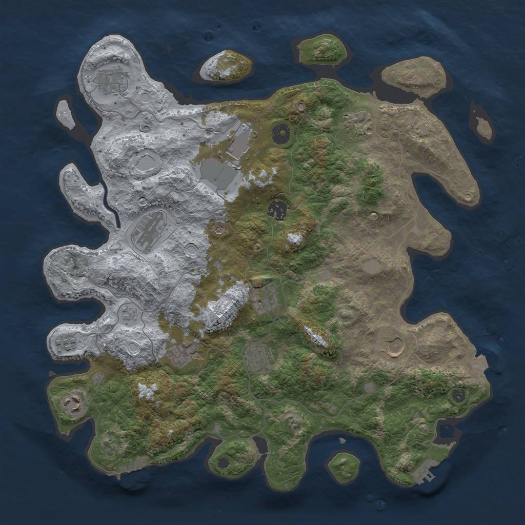 Rust Map: Procedural Map, Size: 4000, Seed: 37208907, 19 Monuments