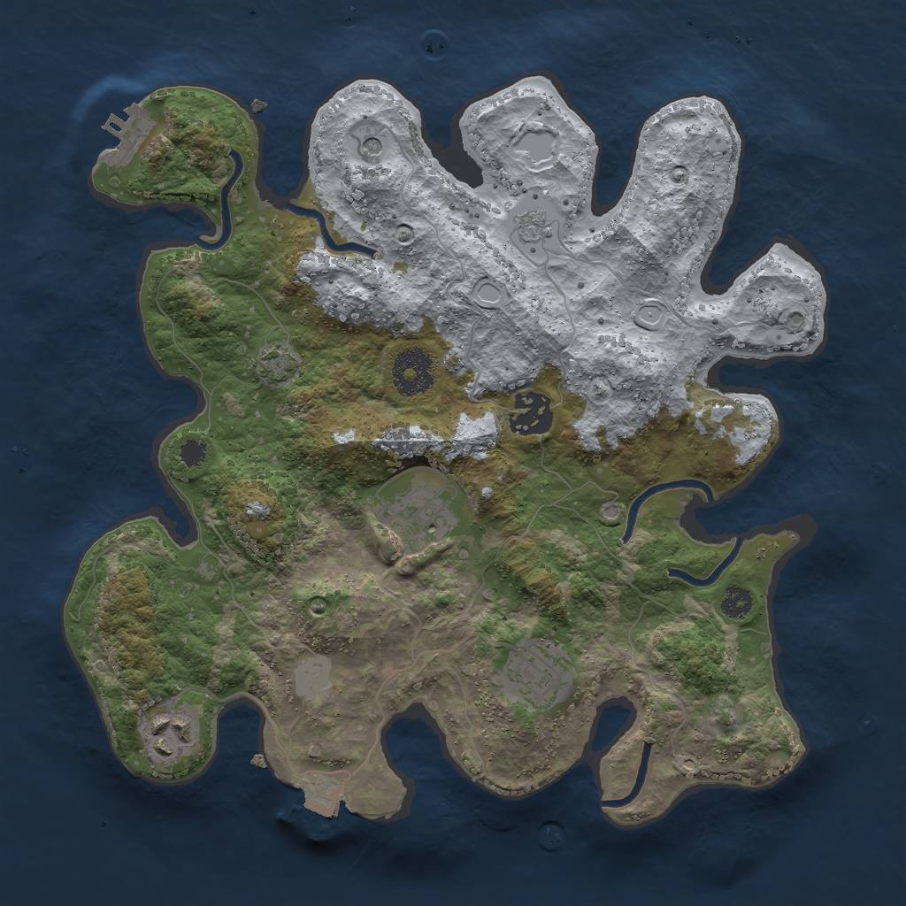 Rust Map: Procedural Map, Size: 3000, Seed: 125285369, 11 Monuments
