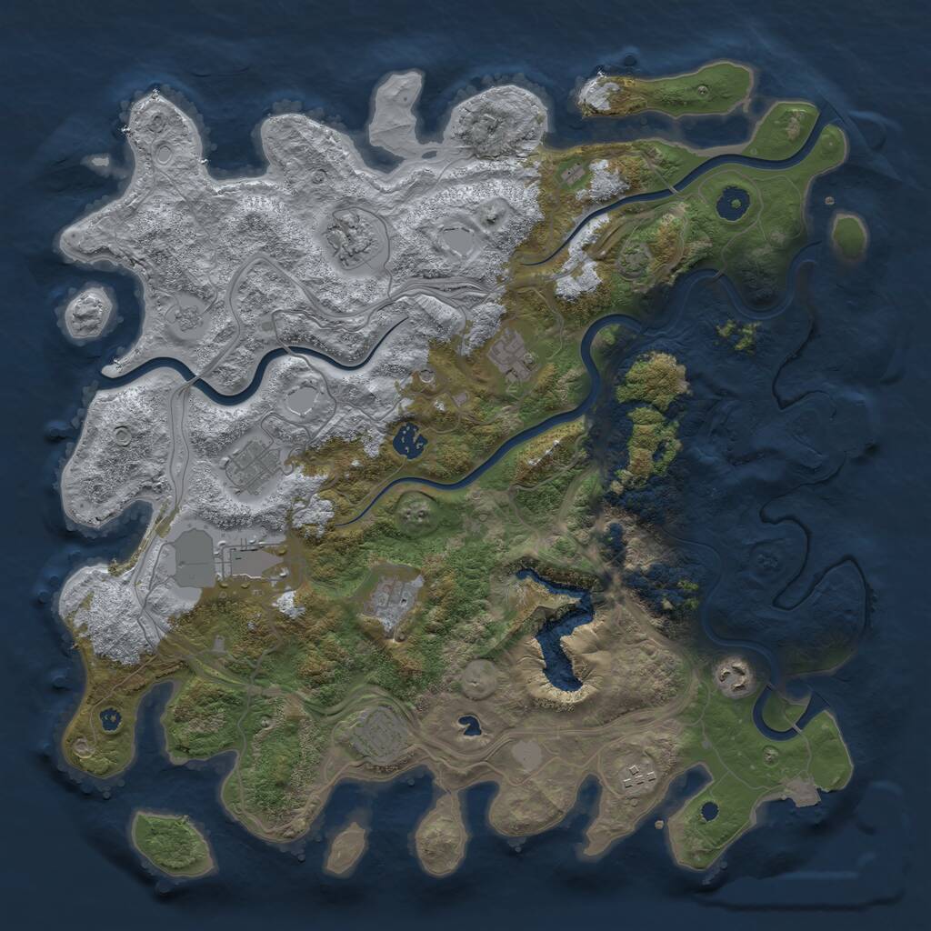 Rust Map: Procedural Map, Size: 4250, Seed: 176842993, 14 Monuments