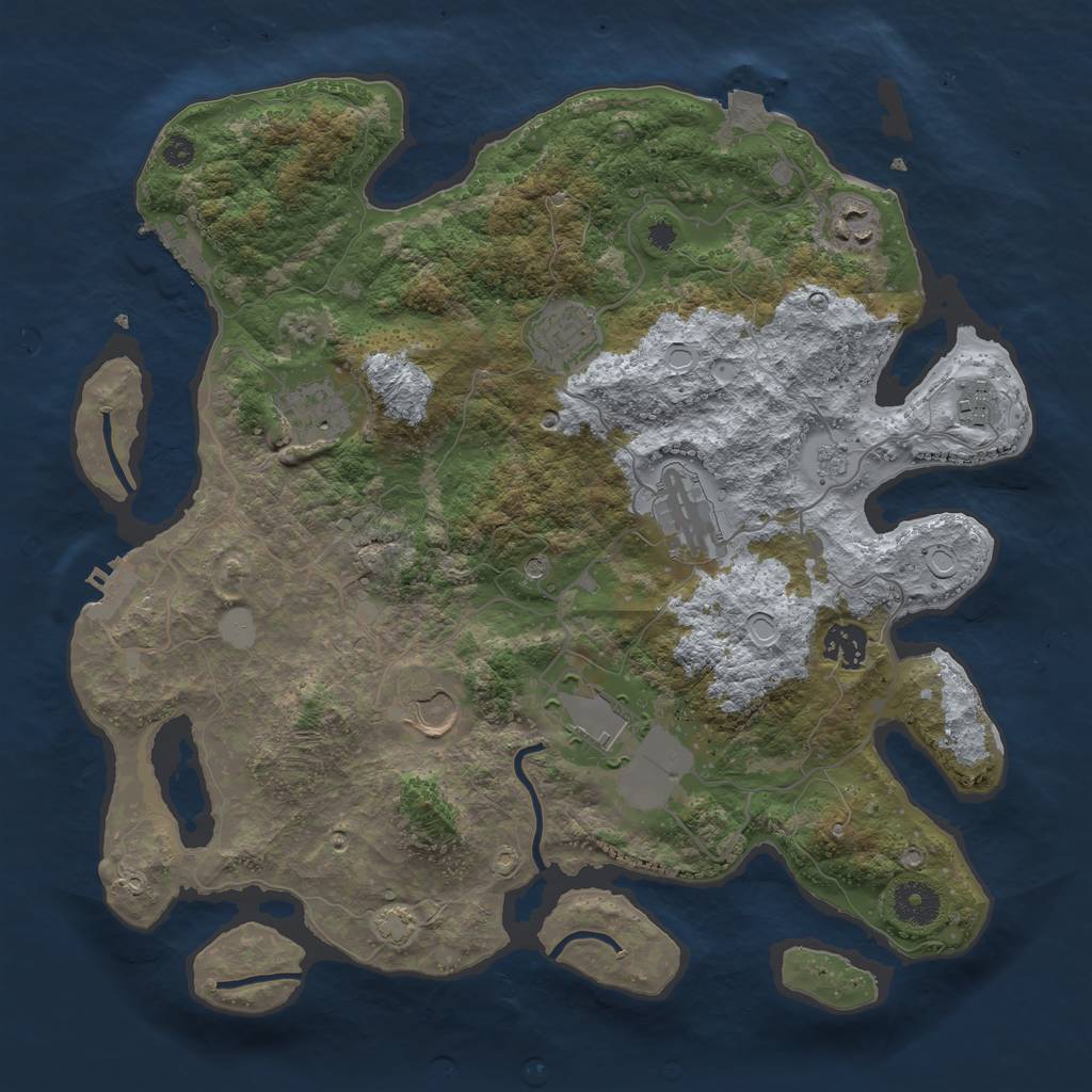 Rust Map: Procedural Map, Size: 3600, Seed: 21203, 16 Monuments