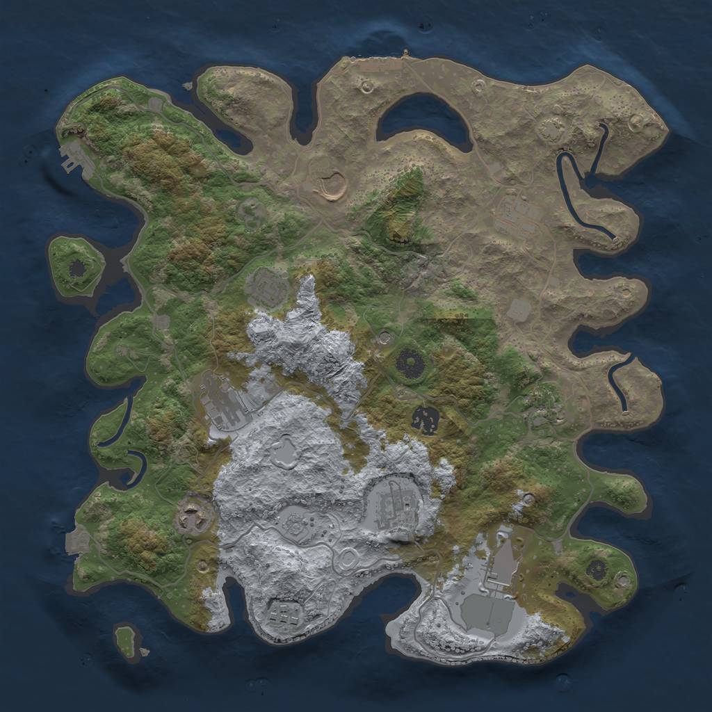 Rust Map: Procedural Map, Size: 3700, Seed: 125205813, 18 Monuments