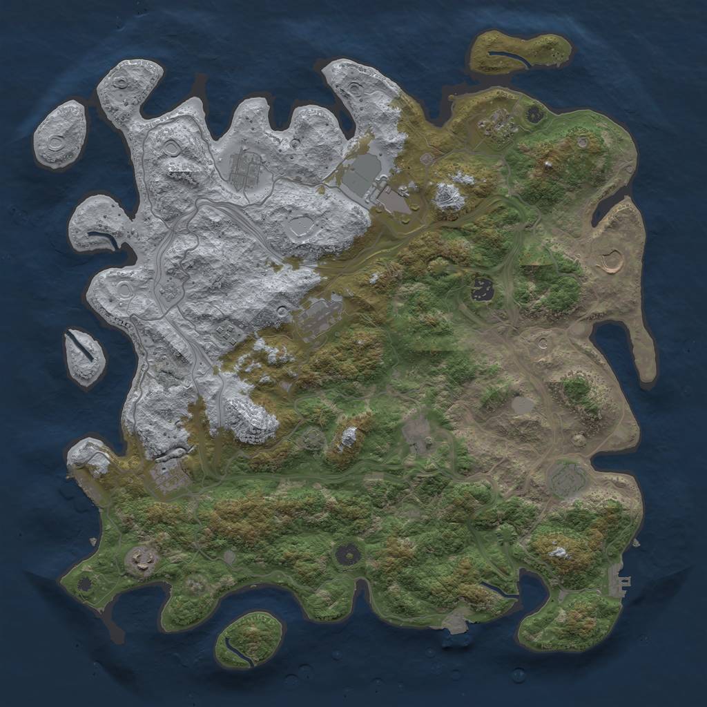Rust Map: Procedural Map, Size: 4500, Seed: 458288, 19 Monuments