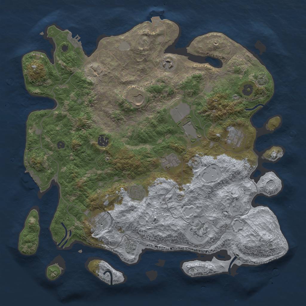 Rust Map: Procedural Map, Size: 4000, Seed: 1843439335, 18 Monuments