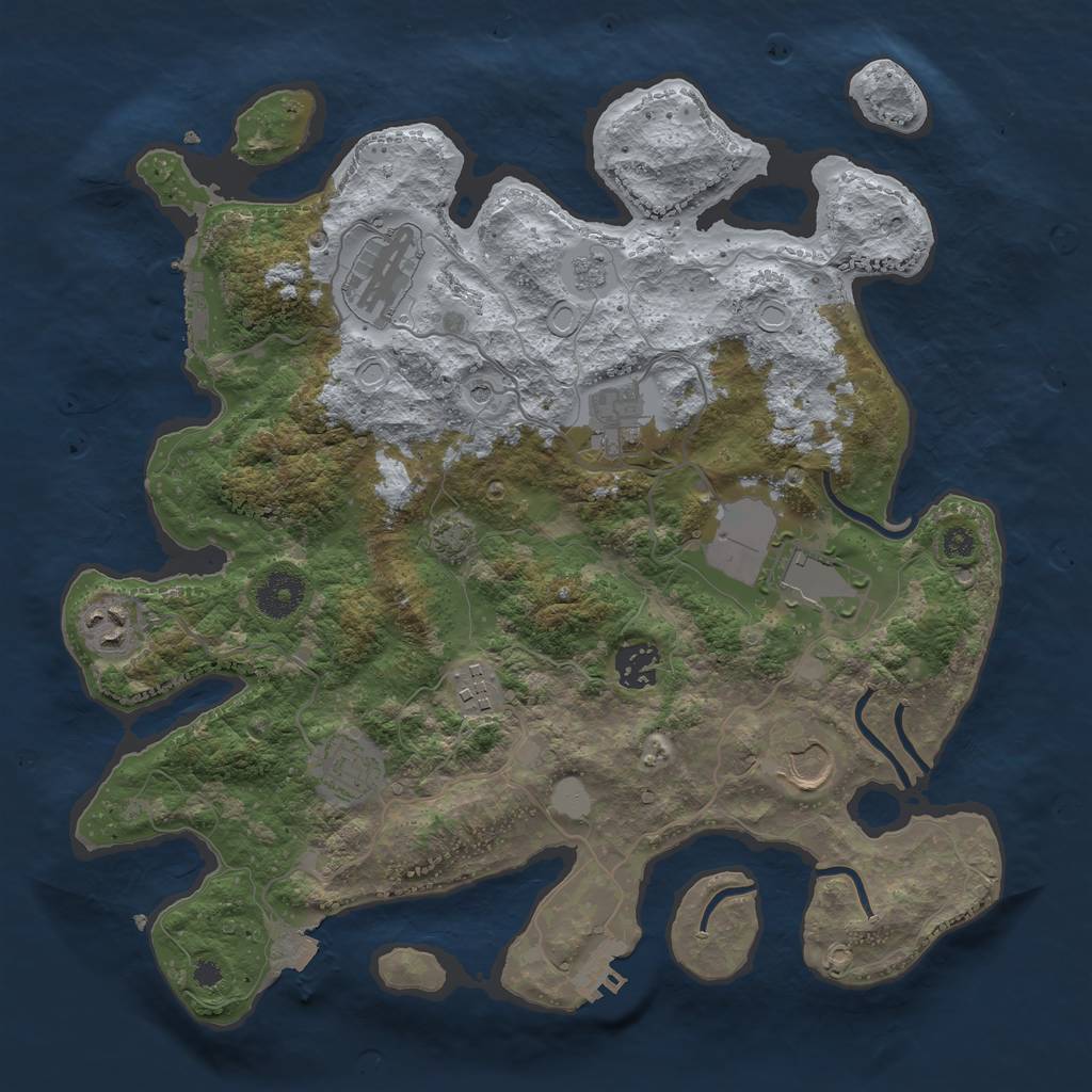 Rust Map: Procedural Map, Size: 3500, Seed: 1338716270, 16 Monuments