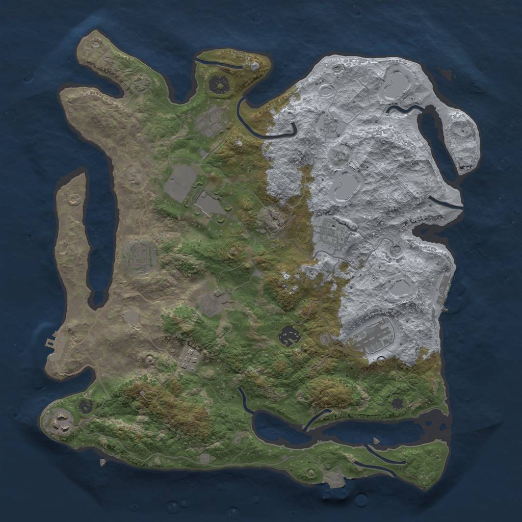 Rust Map: Procedural Map, Size: 3845, Seed: 522017107, 17 Monuments