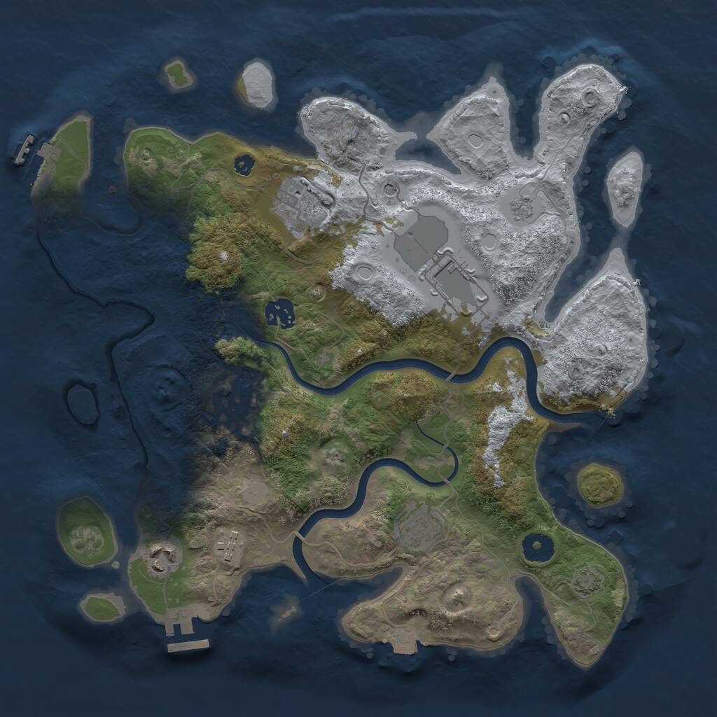 Rust Map: Procedural Map, Size: 3500, Seed: 1253830472, 13 Monuments