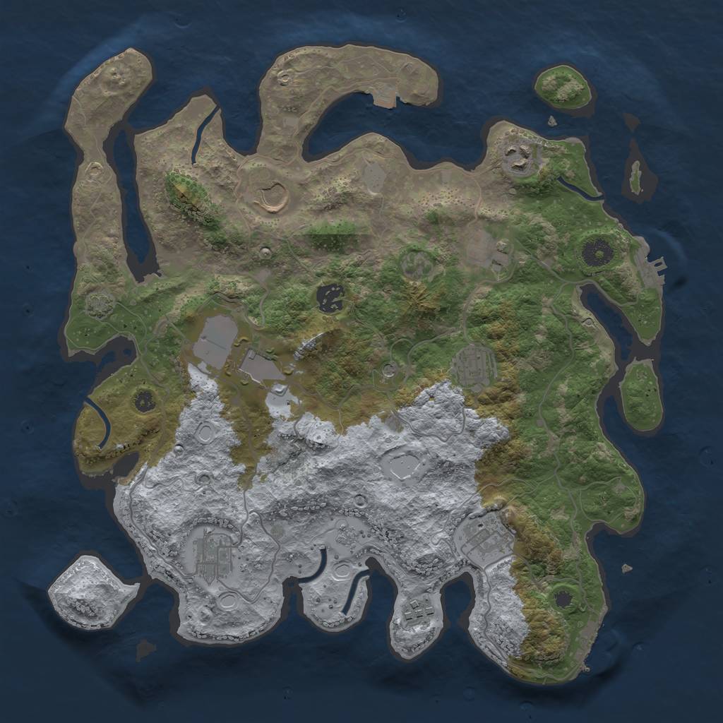 Rust Map: Procedural Map, Size: 3700, Seed: 263772498, 17 Monuments