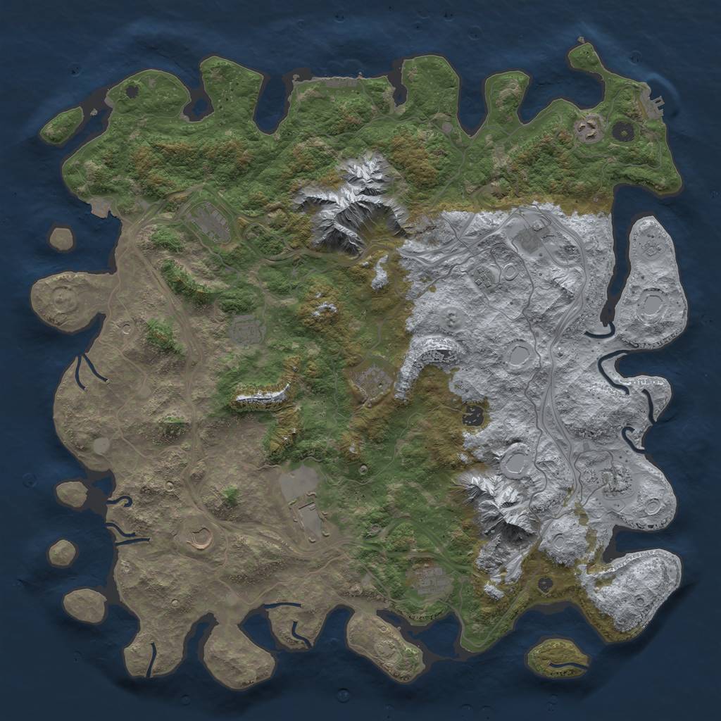 Rust Map: Procedural Map, Size: 5000, Seed: 572422202, 19 Monuments