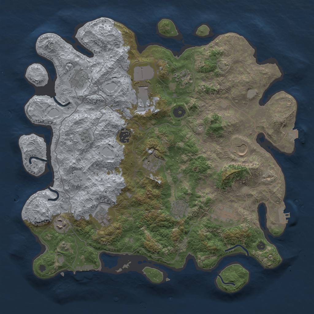 Rust Map: Procedural Map, Size: 4000, Seed: 860731342, 19 Monuments