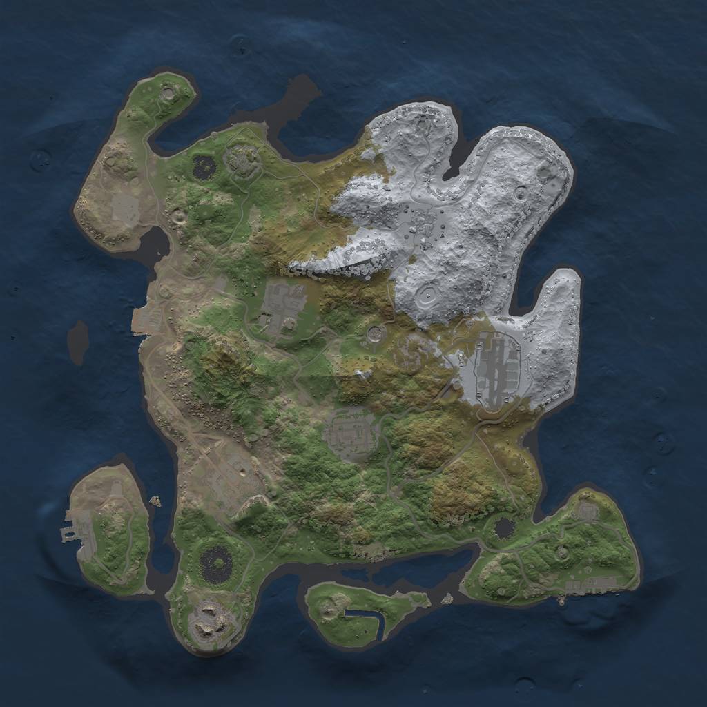 Rust Map: Procedural Map, Size: 3000, Seed: 2081966101, 13 Monuments