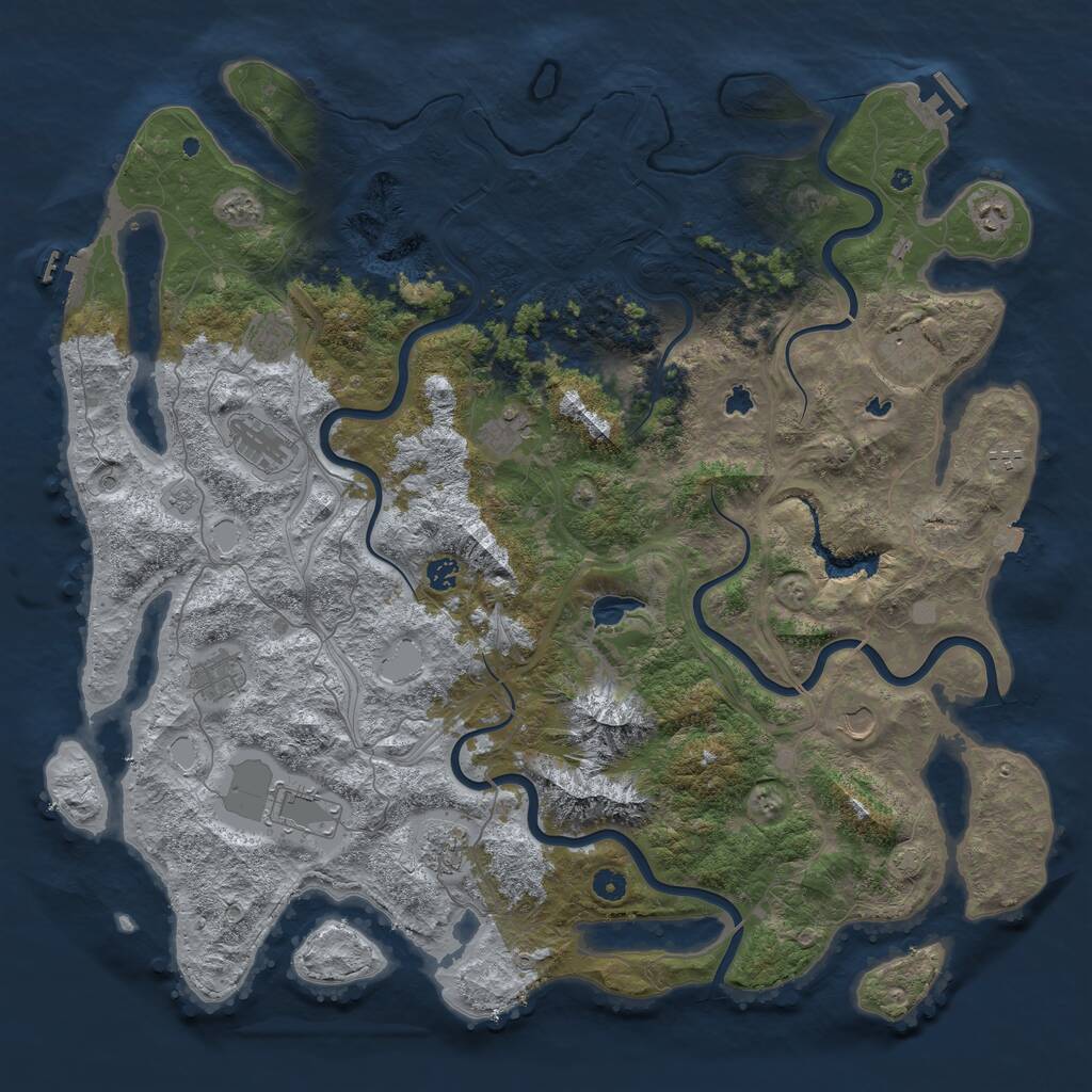 Rust Map: Procedural Map, Size: 5000, Seed: 946052961, 17 Monuments
