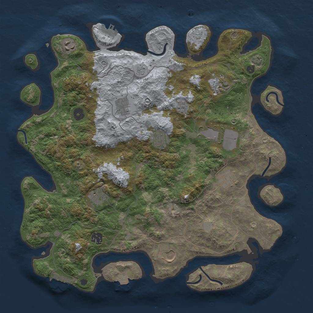 Rust Map: Procedural Map, Size: 4000, Seed: 208032023, 18 Monuments