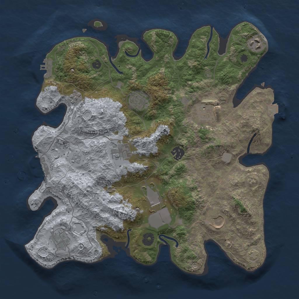 Rust Map: Procedural Map, Size: 3500, Seed: 1973652739, 16 Monuments