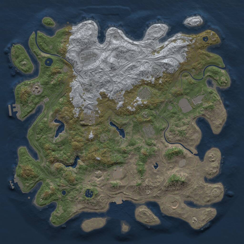 Rust Map: Procedural Map, Size: 4500, Seed: 1043296859, 17 Monuments